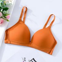 Thin Underwear Triangle Cup Small Chest Gathered No Steel Ring Girl's Text Bra Candy Color Sweet Cute Pinkycolor Comfortable Breathable 32/70 juoda
