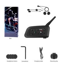 V6Plus Bluetooth motociklininko šalmo interkomas – 1500 m 6 vairuotojų komunikacija, Qualcomm lustas, atsparus vandeniui, triukšmą slopinanti laisvų rankų įranga, naudojimas bet kokiomis oro sąlygomis 1pcs V6 plus