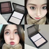 HERORANGE Matte Highlighter Dual-color Powder Wet And Dry Use Natural Brightening Setting Powder Contouring Blush