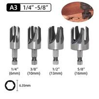 Wood Plug Cutter Drill Bit Set Hex Shank Barrel/Claw Type Wooden Plug Drill Straight and Tapered Hole Cutter Woodworking Tool A