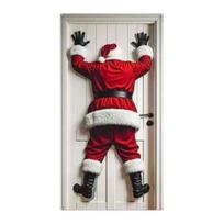 Christmas Door Cover Funny Santa Claus/Gnome/Snowman/Wreath Hanging Backdrop Door Banner 70  x 90x180cm B