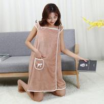 High-Density Coral Fleece Sling Bath Skirt: Soft, Skin-Friendly, and Versatile as Bathrobe or Beach Towel pocket, 80*135