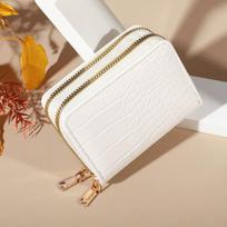 Large-capacity Alligator Card Holder Double Zipper Organ Bag Wallet for Women Crocodile Leather Coin Purse juoda