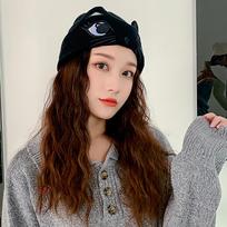 biensn.Moterys Žiema Miela Gyvūnų Kačių kepurė Nerta Beanie Kepurės Fotografija Megzta kepurė 56-58cm juoda