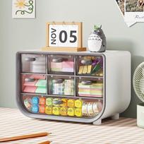 7 skyrių stalo organizatorius, dulkėms atsparus plastikinis laikymo dėklas su stalčiukais kanceliarijai, kosmetikai ir papuošalams, skirtas biurui ir bendrabučio kambariui, namų tvarkymui