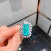 Sidabrinis žiedas Imitacija Paraiba Retro stiliaus Žėrintis Inkrustuotas deimantais Moteriškas žiedas Vakarėliui Gimtadieniui Vestuvių dovana 6