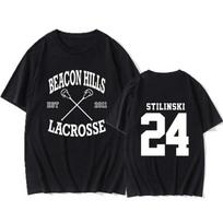 Beacon Hills Printed T-shirt Women Summer Casual Loose Fashion Harajuku High Street Round Neck Short Sleeve Tops T-shirt Unisex XS juoda