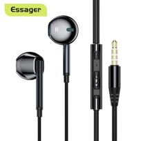 „Essager“ laidinės ausinės su mikrofonu, 3,5 mm į ausis įleidžiamos ausinės, skirtos „Xiaomi Redmi Samsung“ kompiuteriniams kompiuteriams planšetiniams kompiuteriams, išmaniųjų telefonų ausinėms juoda