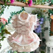 Spring/Summer Thin Butterfly Princess Dress for Small Dogs - Comfortable Pet Apparel. L Chest 45cm, Back 35cm, ~7-9 lbs gray