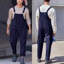 Vyriški kombinezonai su antkrūtiniais, skirti vyriškam darbui Dungarees Unisex Workwear Romper Oversized Jumpsuit L juoda