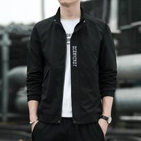 Standing Collar Jacket Men's Spring and Fall Camping Fishing Casual Korean Version of The Youth Jacket Men's Top Sports Tide Windbreaker M chaki