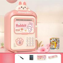 Piggy Bank žaislas elektroninis mini bankomatas taupymo aparatas pinigų monetų banko slaptažodis imituoja pirštų atspaudų atrakinimą su muzika vaikams