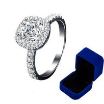 Moissanite žiedai 1 ct briliantiniai aureolės sužadėtuvių žiedai moterims, merginoms, žada dovanų sterlingų sidabro papuošalus 16