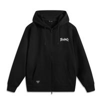 Li Ning Sports Lifestyle Series Casual American Vintage Minimalist Solid Color Hooded Letter Zipper Sweatshirt Unisex Sweatshirt Black AWDV391-7 M