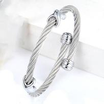 Selling Stainless Steel Jewelry Classic Cross Buckle Twisted Wire Bracelet For Woman Bangle Love Party