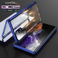 360 laipsnių aliuminio metalinis dvipusis stiklinis užsegamas dėklas, skirtas „Samsung Galaxy S25 S24 Ultra S23 FE S22 S21 Plus“ visiškai objektyvo apsaugai telefono dėklui For  Samsung S23 Ultra juoda
