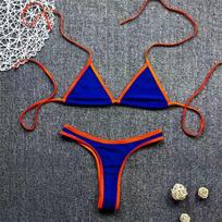 Europietiškas ir amerikietiškas daugiaspalvis atviros nugaros seksualus bikini maudymosi kostiumėlis M oranžinė