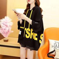 Summer New Hooded Fashion Half Sleeve T-shirt Women High Street Casual Loose Pullovers Pocket Patchwork Pockets All-match Tops L balta