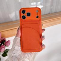 Oranžinės spalvos kortelių laikiklis Odinis dėklas iPhone 17 Air 16 E 15 14 13 12 Mini 11 Pro X XR XS Max 7 8 Plus SE piniginei kišeniniam dangteliui iPhone SE