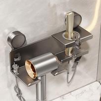 Aluminum Zinc Zinc Alloy Hair Dryer Storage Rack Wall Mounted Hair Blow Dryer Holder  Hair Styling Area Grey Style A