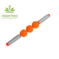 Ežiuko masažo volelis: „Yoga Fitness Stick“ su erškėčių kamuoliukais raumenims atpalaiduoti (3 arba 5 kamuoliukų parinktys) three balls mėlyna