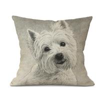 Rankomis tapytas šuo Dekoratyvinis pagalvių užvalkalas Mielas buldogas Pagalvės užvalkalas Lino pagalvės užvalkalas Cojines Decorativos Para Sofa 450mm*450mm