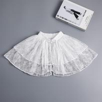 2024 m. elegantiškas kinų stiliaus nėrinių apsiaustas ir Cheongsam kardiganas su debesies formos peties apykakle balta