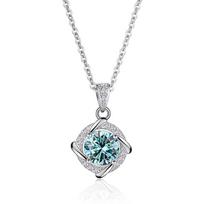 Bague Ringen 1 Ct Moissanite kaklo pakabukas moterims Aukščiausios kokybės 100 % 925 sterlingų sidabro Vestuvių vakarėlio vestuviniai puikūs papuošalai 45cm mėlyna