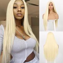 Sintetiniai perukai Ilgi tiesūs Rožinis Cosplay Perukas moterims Blondinė Juoda Raudona Oranžinė Vidurinė Moterų Perukai 26inches gray