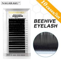 Lazerinis Beehive individualus blakstienų priauginimas NAGARAKU 10 dėklų Lot Black Synthetic Mink Super Minkštas natūralus blakstienų priauginimas 0.07C 7mm*10 cases juoda