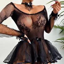 Moteriškos mados petnešėlės Sexy marle Perspective Nightdress Apatiniai drabužiai XXXXL juoda