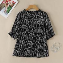 ZANZEA Women Casual O-neck Polka Dot Print 3/4 Sleeve Blouse S