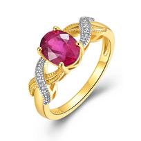 Sidabrinis solitaire žiedas su natūraliu užpildytu rubinu, ovalus 6*8mm, 2ct brangakmeniai, prabangi bižuterija moterims, klasikinis dizainas US RING SIZE:6# raudona
