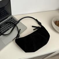 Maži zomšiniai odiniai pečių krepšiai moterims žiemos mados tendencijos Crossbody Bag Lady Retro rankinės ir piniginės 25.5x8.5x12cm juoda