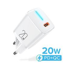 QOOVI PD 20W Mini USB Type C Įkroviklis Greito Įkrovimo Sieninis Adapteris Quick Charge 3.0 PD skirtas iPhone Xiaomi Samsung EU Plug juoda