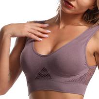 Women Seamless Mesh Sports Bras Hollow Breathable Fitness Gym Running Underwear Shockproof Bra Plus Size Brassiere S balta
