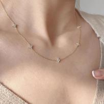 High-Grade Four-Leaf Clover Necklace Women's Collarbone Chain Full Of Stars Super Flash Light Luxury Hundred Temperament Necklace 925 silver brown