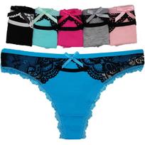 Women Sexy Lace G-Strings Cotton Thongs Bikini Panties Ladies Underpants Briefs Set Lace Underwear Lingerie 6 Pcs/lot M