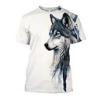 White Wolf Pattern Tees Summer Black T Shirts Men Streetwear 3D Print T Shirt Fashion O Neck Short Sleeve Tops XXXL balta
