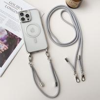 Iphone 15 14 Plus 13 12 Pro Max 11 su raišteliu, belaidis įkrovimas, magnetinis, plonas, TPU, minkštas, skaidrus dėklas-dangtelis iPhone 15 juoda