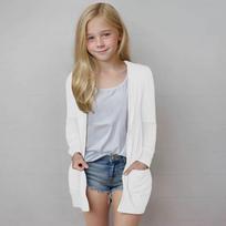 Girls' Long Sleeved Shirt, Loose Casual Shirt, Solid Color Cardigan 120 juoda