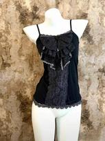 Summer France Bow Vintage Slim Sling Tops Women Casual Sweet Sleeveless Off Shoulder Vest Hot Girl Y2k Patchwork Lace Sexy Top L mėlyna