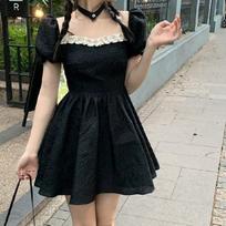 French Pure and Horny Backless Dress Summer New Style Women's Clothing Celebrity Temperament Waist-hugging and Looking Tall and Small Puffy Skirt S juoda