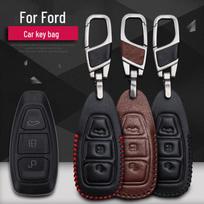 Originalios odos išmaniojo rakto dėklas Ford Ecosport & Naujam Mondeo Black Stitching Smart 3 Keys Leather Buckle