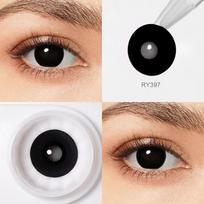Pseyeche White Out Helovino kontaktiniai lęšiai Vienspalviai Kontaktai Juodi akli kontaktiniai lęšiai Cosplay kontaktiniai lęšiai tinkleliai Crazy lęšiai 14.0mm balta