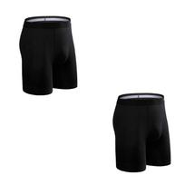 BONITOS 2Pcs Long Men's Panties Ventilate Boxers Underwear For Man Underpants Solid Color S tamsiai pilka spalva