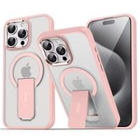 Prabanga Magsafe sulankstomas stovas Magnetinis telefono dėklas iPhone 17 16 15 14 Plus 13 12 11 Pro Max Matinis permatomas galinis dangtelis iPhone 17 Pro Max juoda