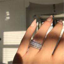 1 karatų „If Cut Deimant“ papuošalų solidus S925 sidabro spalvos žiedas moterims „Anillos De Bizuteria“ sidabro 925 papuošalų brangakmenių dėžutė 8 antikinės sidabrinės spalvos