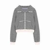 Korean Striped Devil Horn Hooded Sweater - Early Autumn Casual Short Jacket Medium juoda