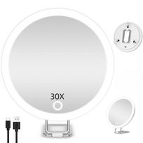 6  įkraunamas LED veidrodėlis makiažui su 10x/20x/30x didinimu ir 360° pasukimu 10X gray